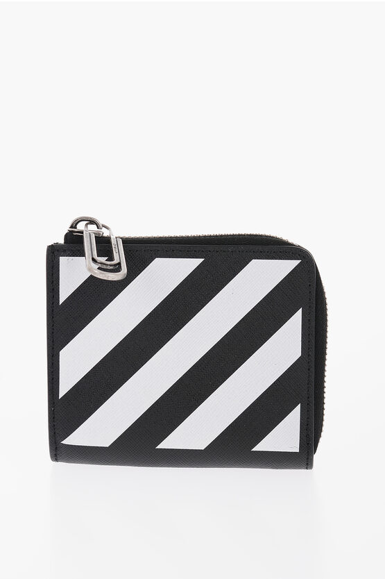 Off-white Saffiano Leather Binder Diag Wallet In Multi