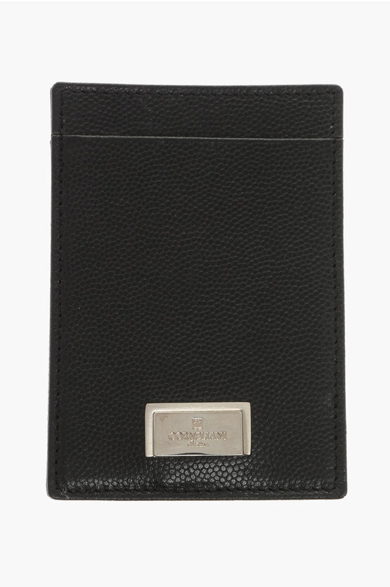 Corneliani Saffiano Leather Card Holder In Metallic