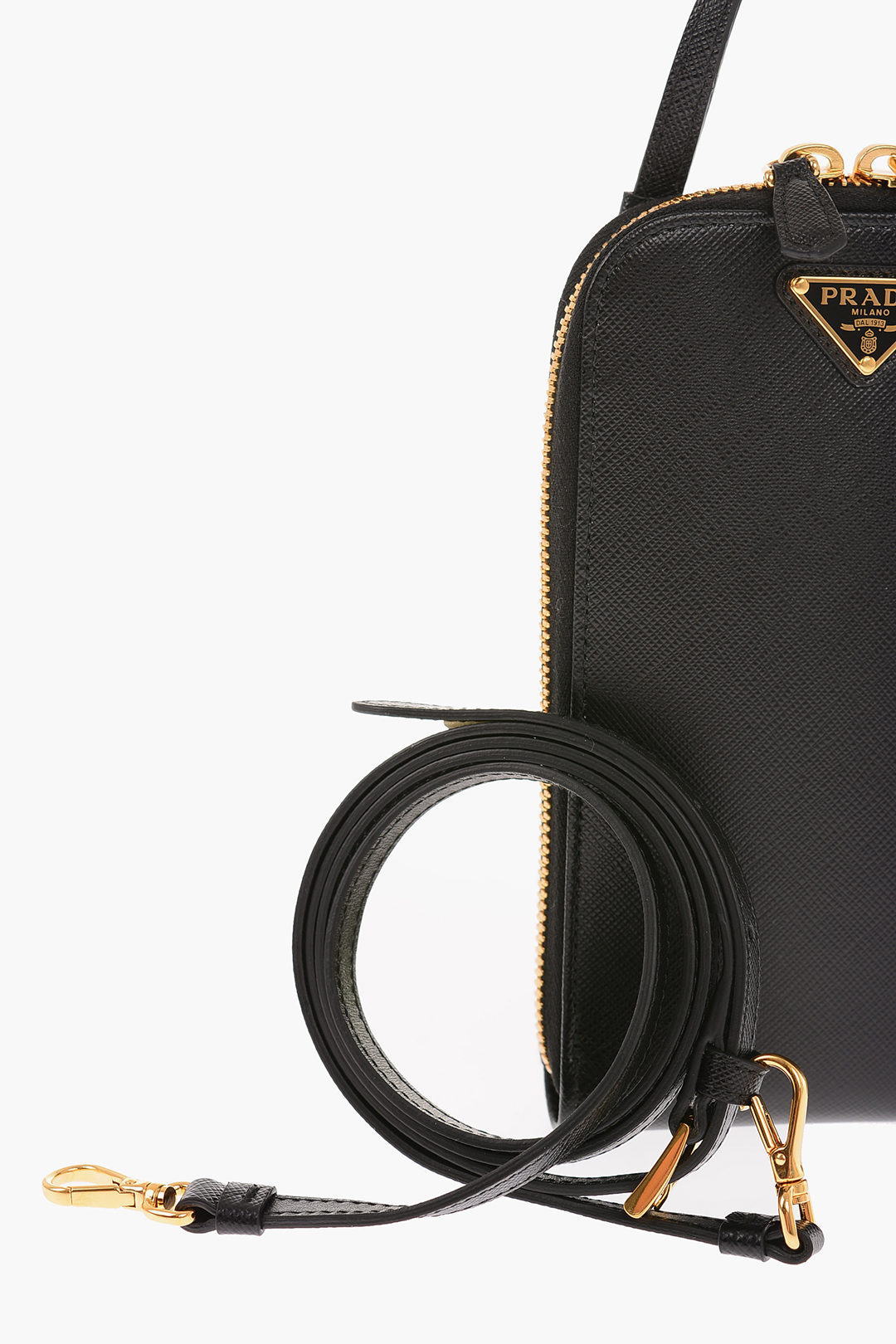 Prada Saffiano Leather Pouch with Removable Shoulder Strap women