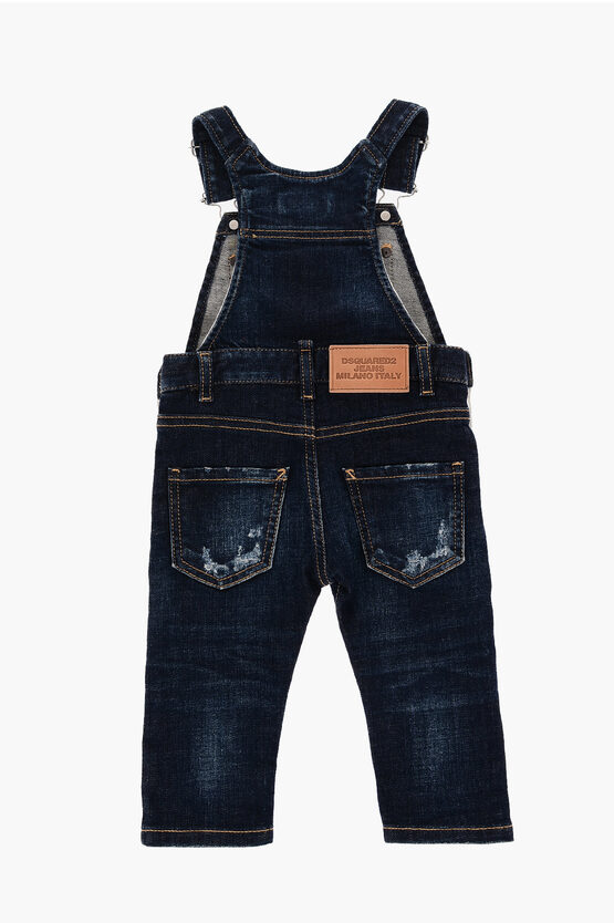 Salopette Jeans Strappata Per Bambina KidsCool Space - Tuta Denim Con Bretelle Regolabili - Foto 8