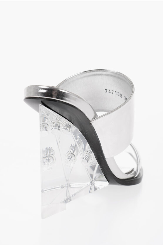 Sandali Effetto Metallizzato Con Zeppa Clear 10 cm