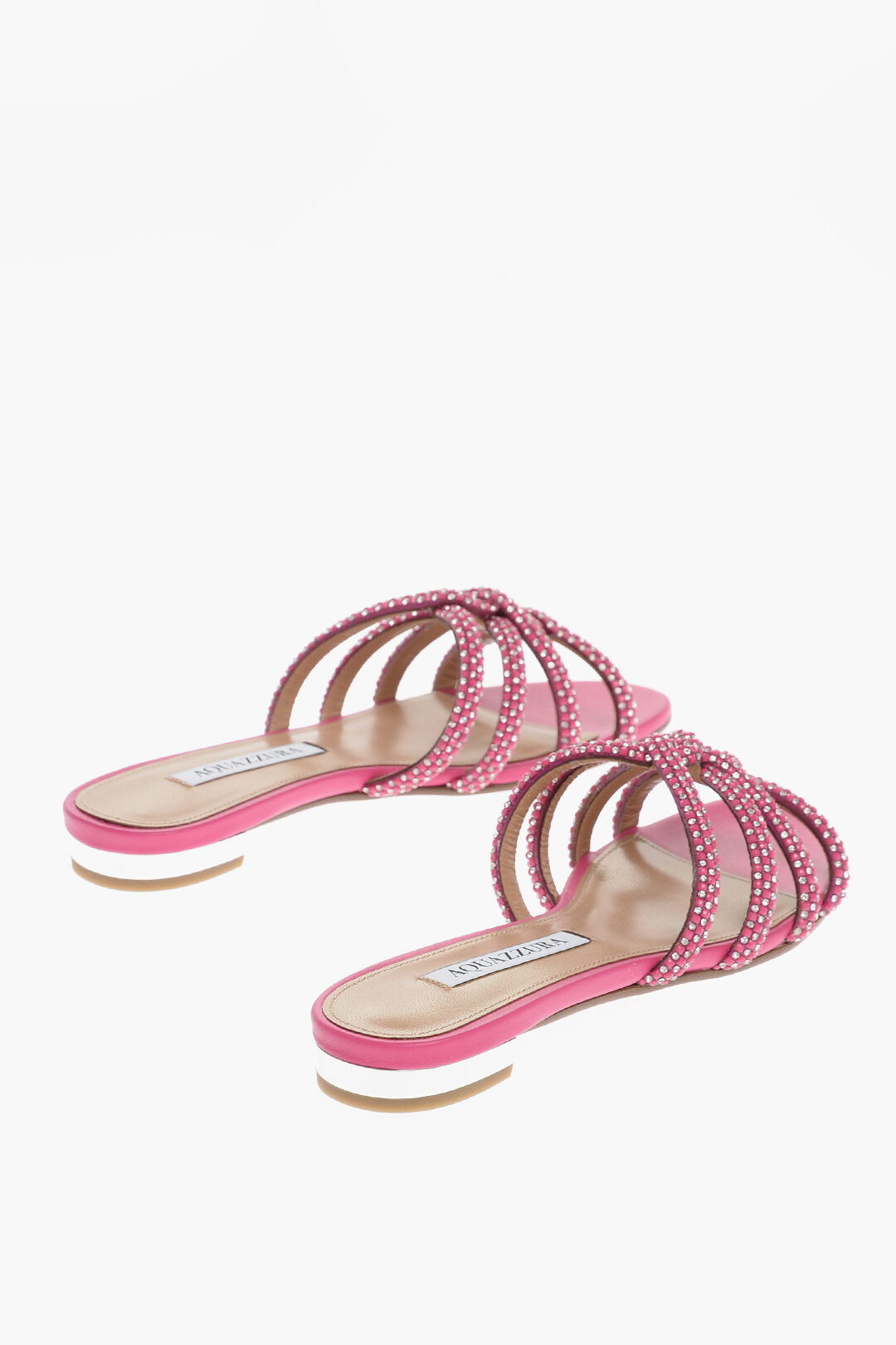 Sandali In Pelle Celesti Con Zeppa E Fascia Decorata - Save The Queen - Foto 2