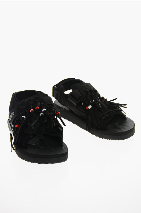 Suicoke Sandals With Tassel And Beaded Embellishment In Black