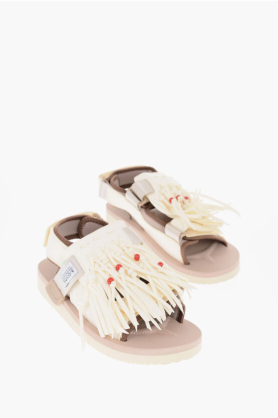 Shop Suicoke Sandas Was With With Fringes And Beads Details