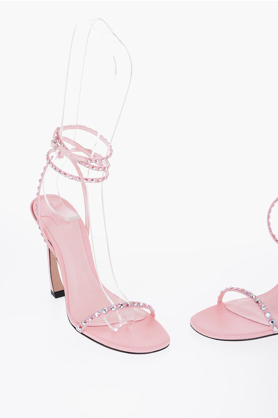 Shop Piferi Satin Ankle-strap Sandals With Rhinestone Embellishment Heel