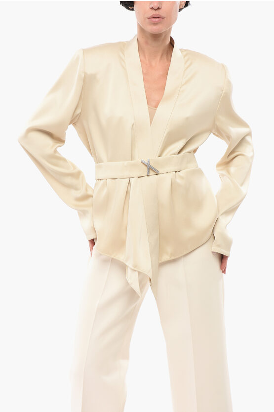 Genny Satin Belted Jacket In Multi