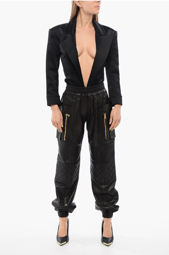 Balmain Satin Blazer Style Body In Black