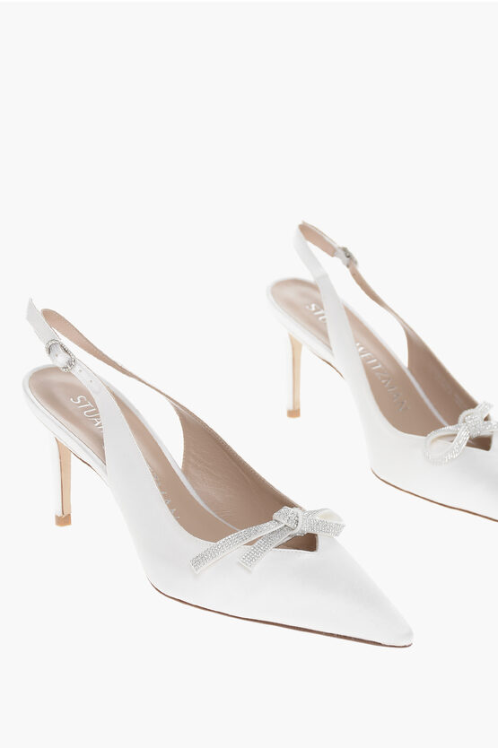 Stuart Weitzman Satin BOW Slingbacks with Stiletto Heel 8cm women ...