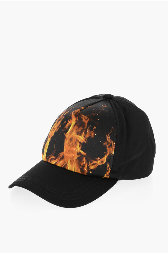 BALMAIN SATIN CAP WITH PRINT 