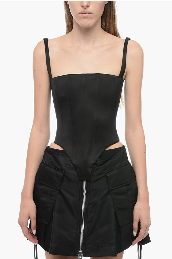 Laquan Smith Satin Corset Top With Zipped Back