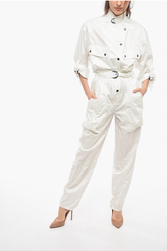 Shop Isabel Marant Satin Cotton Florine Jumpsuit With Belt