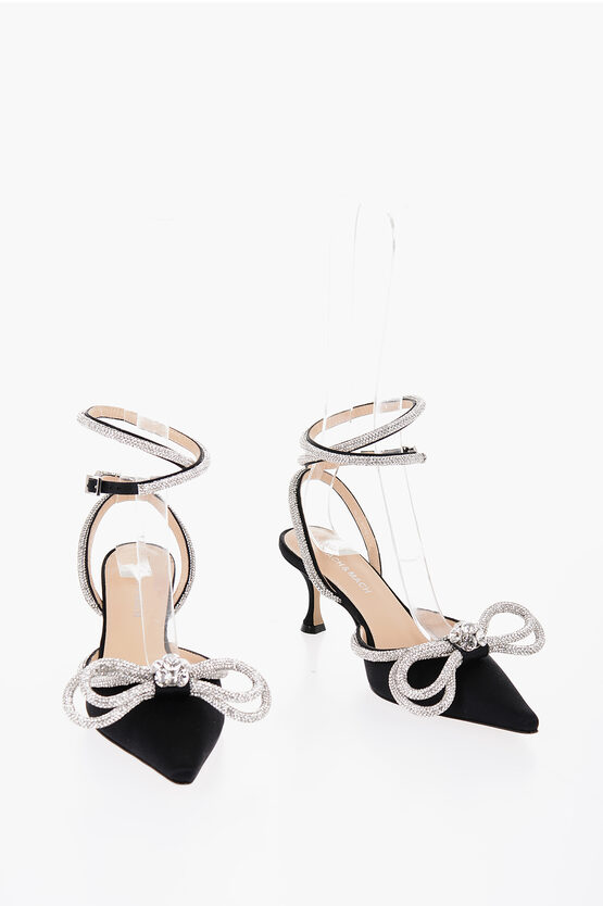 Mach&mach Satin Double Bow Pumps With Rhinestone Details 6,5cm