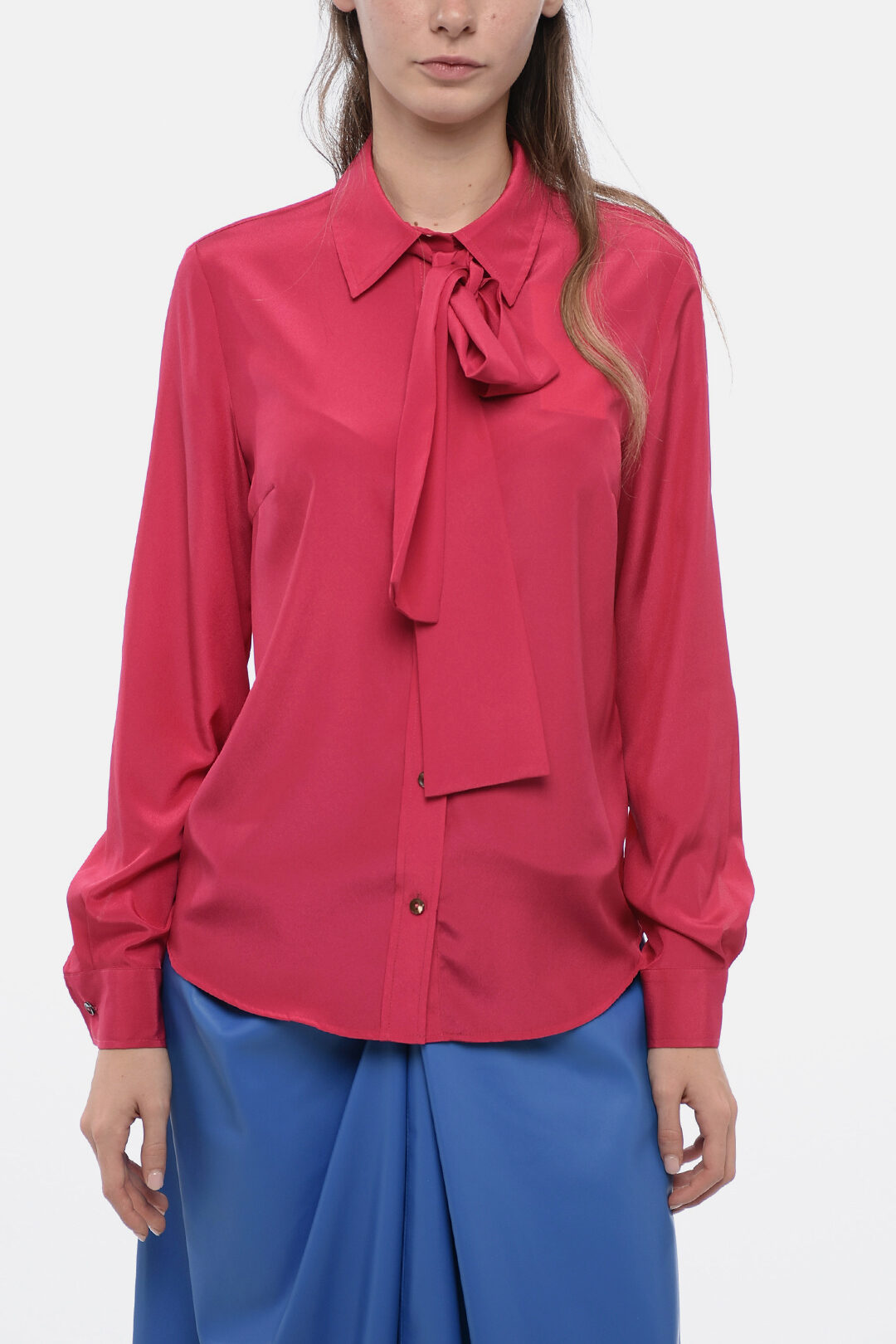 Parosh Satin Effect Blouse with Removable Scarf women - Glamood Outlet