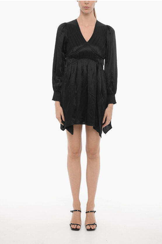 Allsaints Satin Esta Empire Dress With Ruches