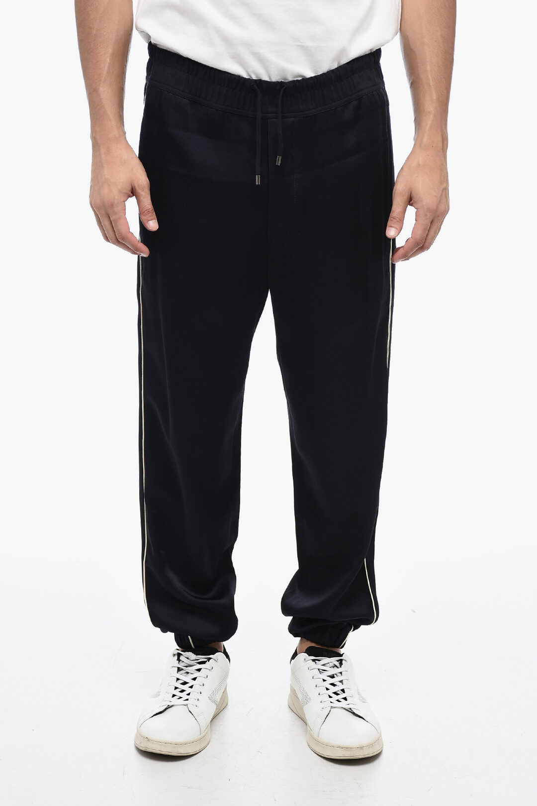 Saint Laurent Satin Joggers Pants with Contrasting Trims men Glamood Outlet