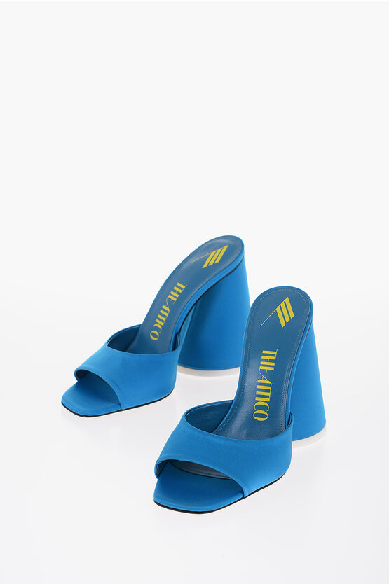 Shop Attico Satin Luz Mules With Conical Block Heel 10.5cm