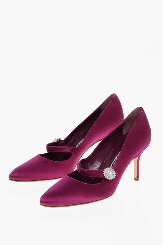 Manolo Blahnik Satin Marijana Mary Jane Pumps 7cm In Pink