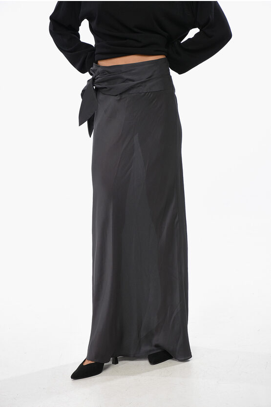 Christopher Esber Satin Maxi Skirt With Bow In Gray