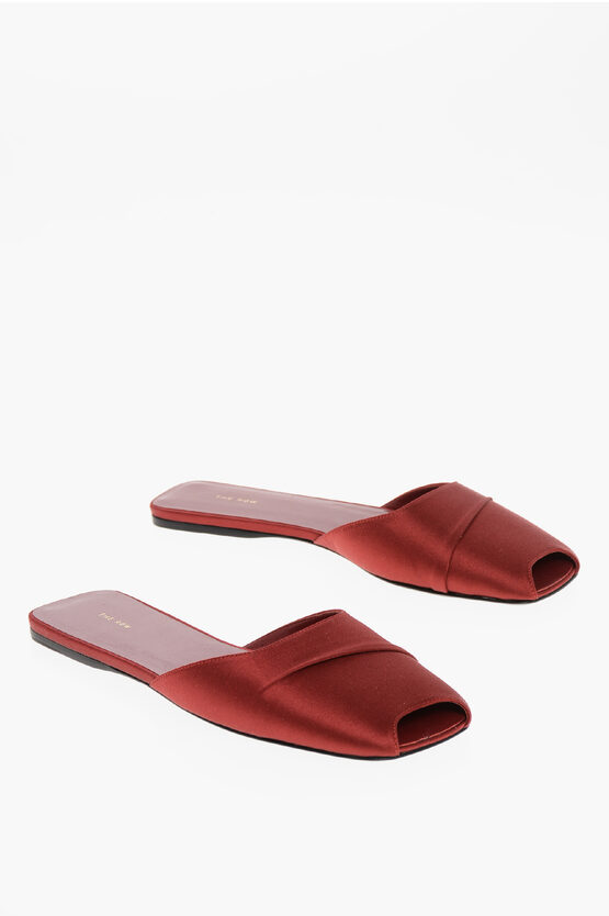 The Row Milla Satin Ballerina Mules In Red | ModeSens