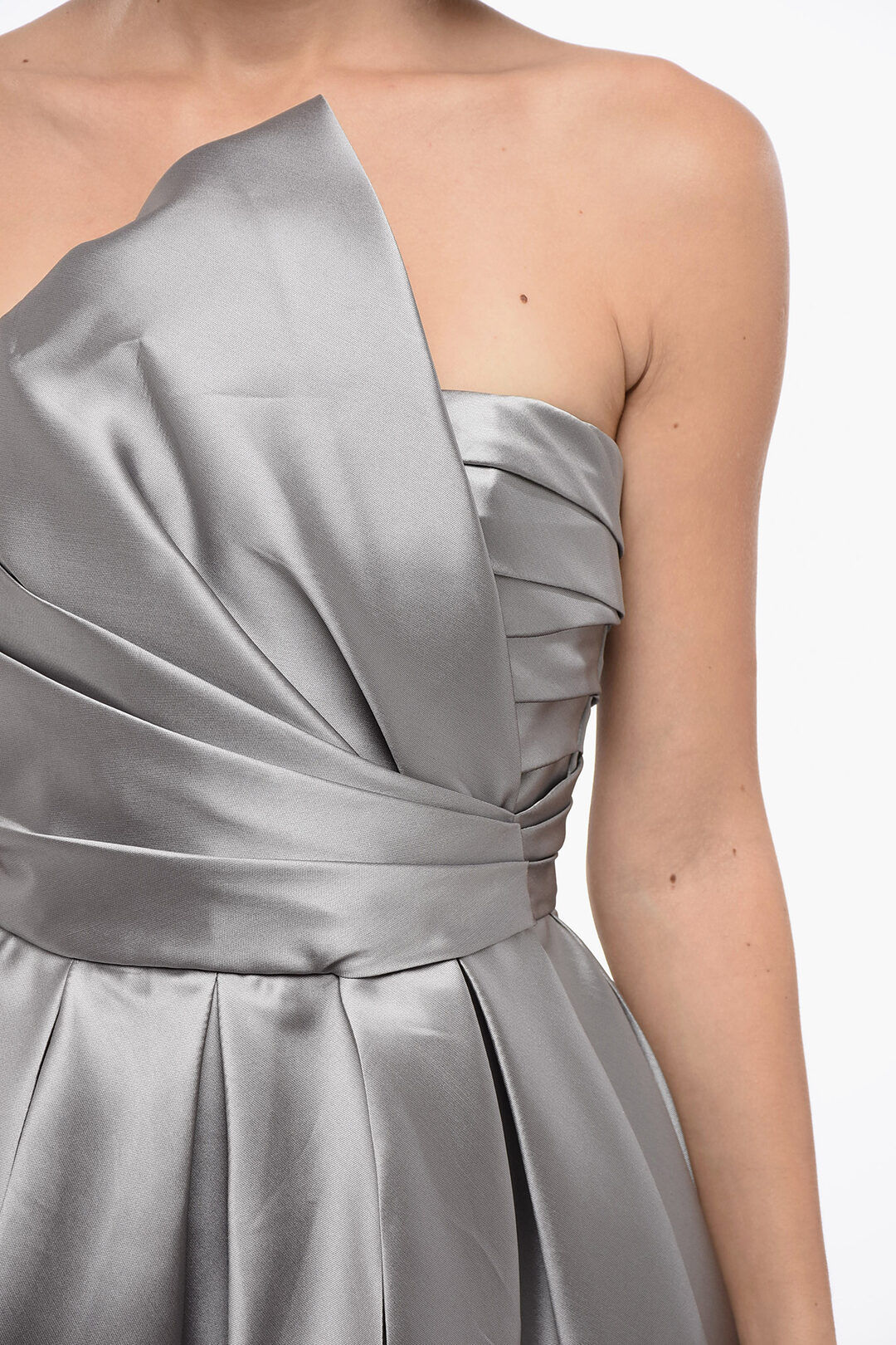 Alberta Ferretti Satin Multi Layer Dress with Drapped