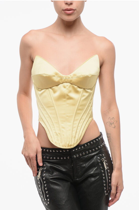 Rosamosario Satin Mystery Girl Corset In Neutral