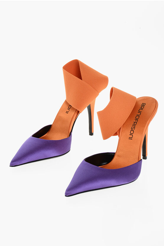 Bruno Frisoni Satin N'roll Mules With Ankle Elastic Band 10cm In Orange