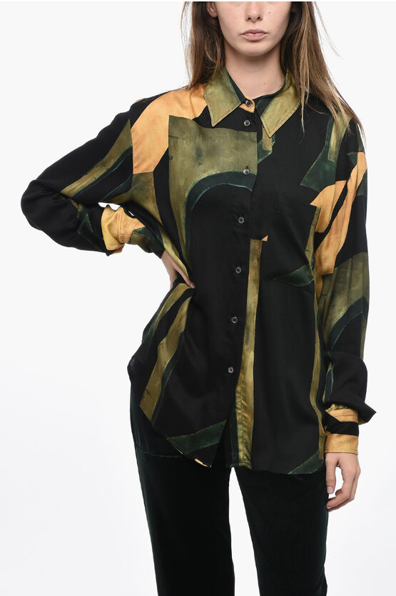 Shop Louisa Ballou Satin Oversized Fit Shirt With Breast Pocket