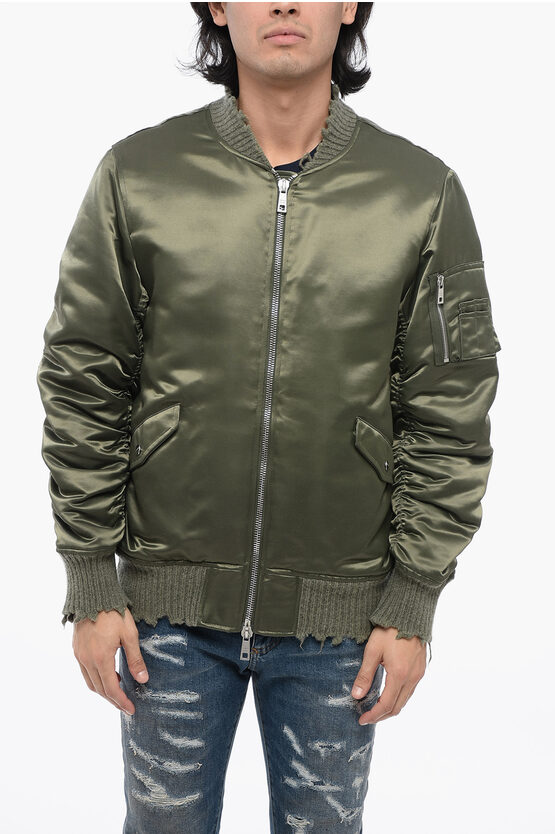 Giorgio Brato Satin Padded Bomber Jacket with Lived-in Details men