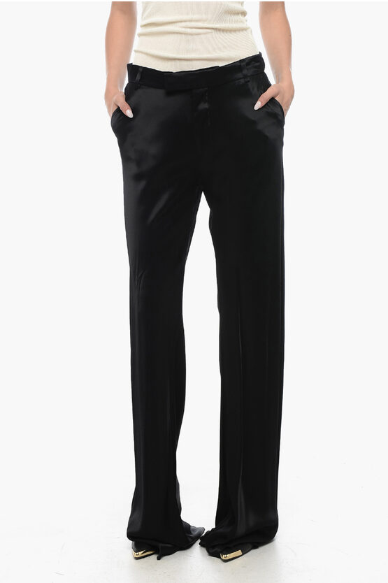 Shop Etro Satin Pants With Flared Fit