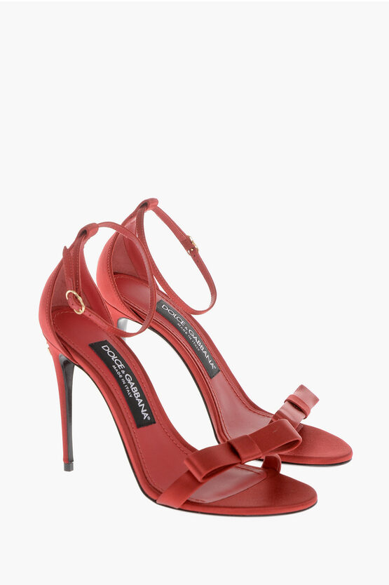 Dolce & Gabbana Satin Sandals With Bow Detail Heel 10 Cm In Red