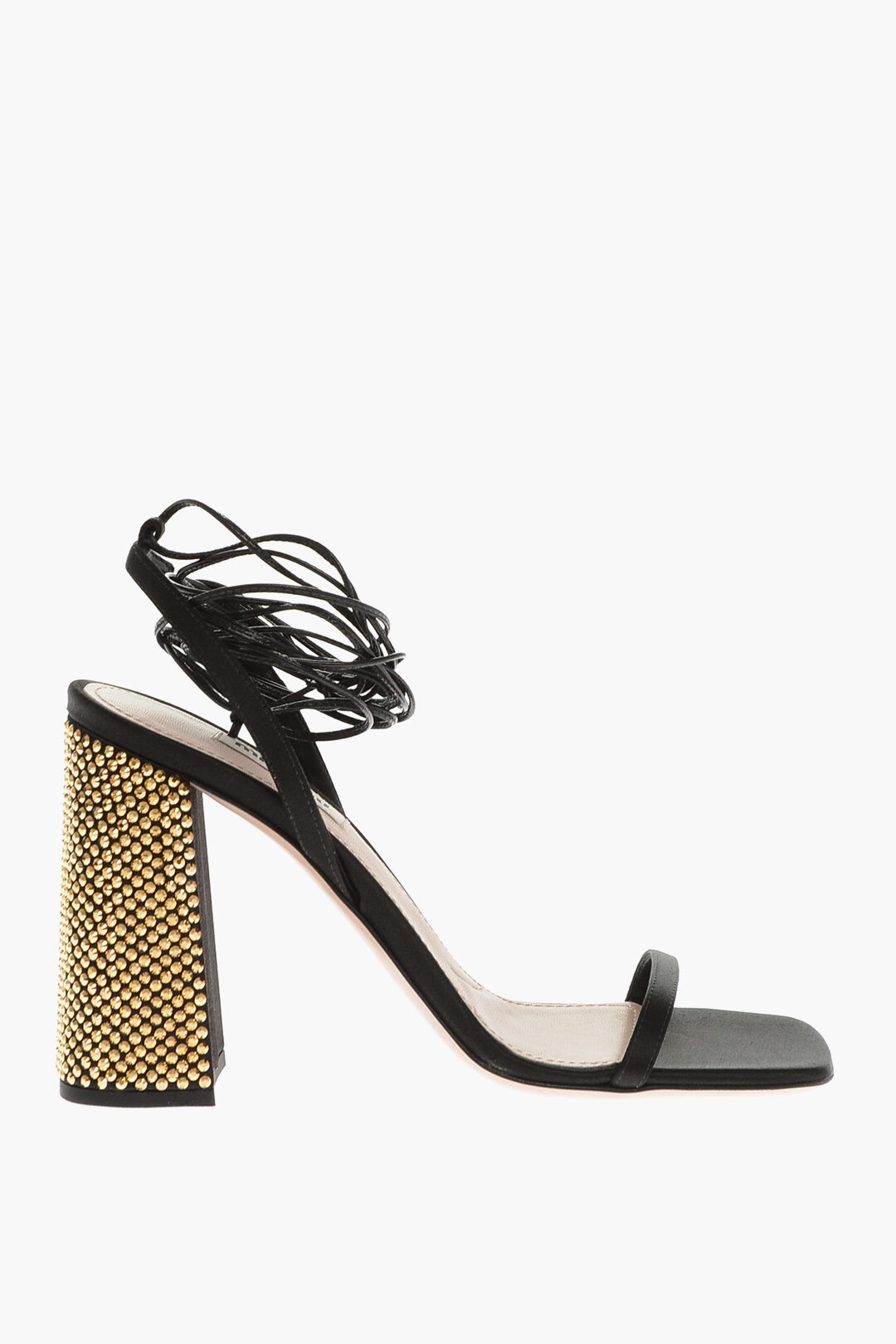 サンダル・ミュール MiuMiu SS23 Black satin sandals (5X858DFM1002BEW F0J05) Logo satin platform sandals in black - Miu Miu | Mytheresa
