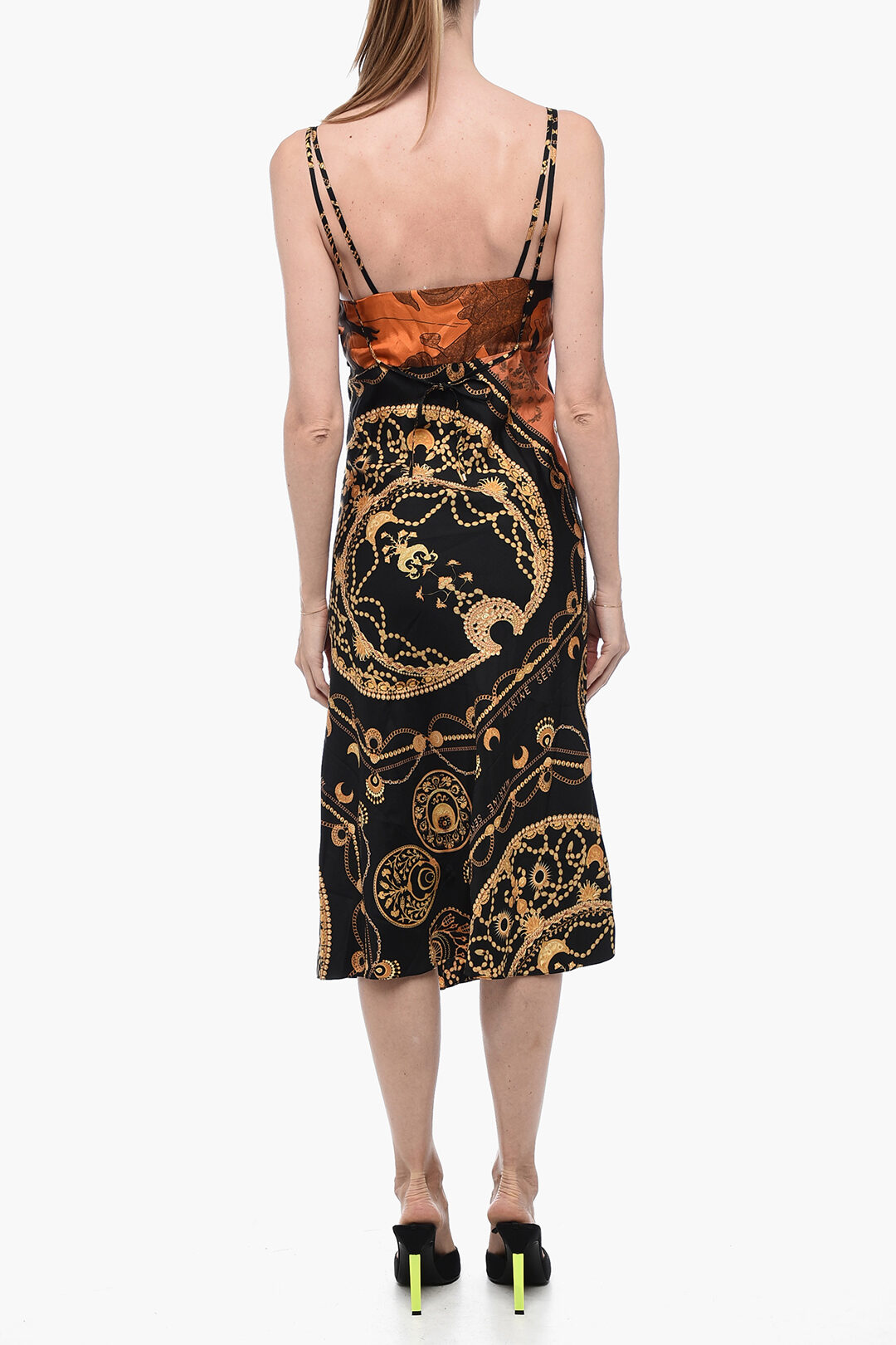 Marine Serre Satin Slip Dress with Graphic Print women
