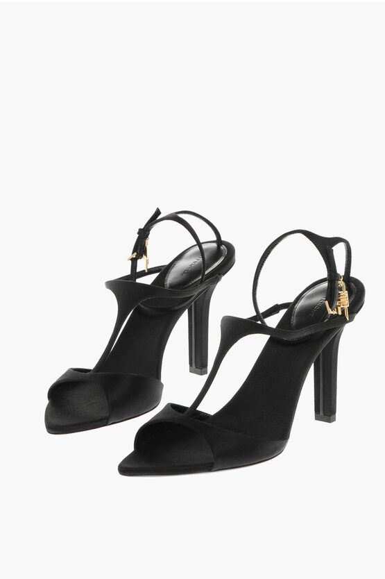 Shop Givenchy Satin T-bar Sandals With Cuir Sole 9.5cm