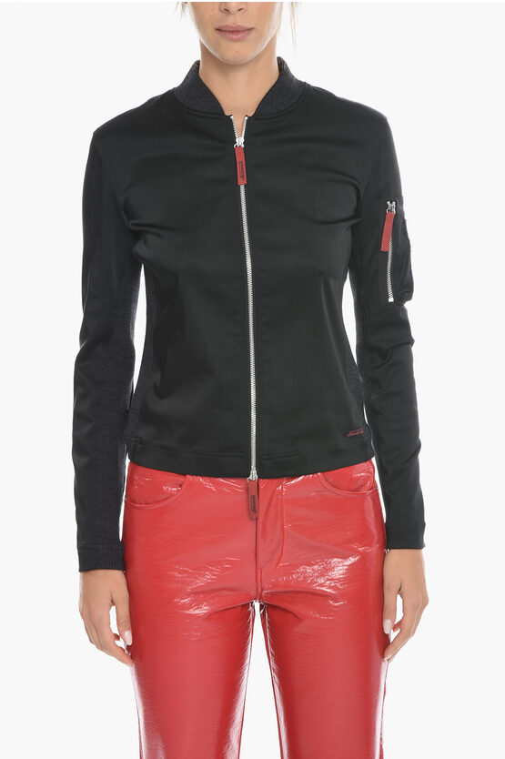 Diesel Satin T-opuntia Bomber Jacket With Contrasting Details And S