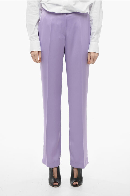 Hebe Studio Satin The Lover Palazzo Trousers In Purple