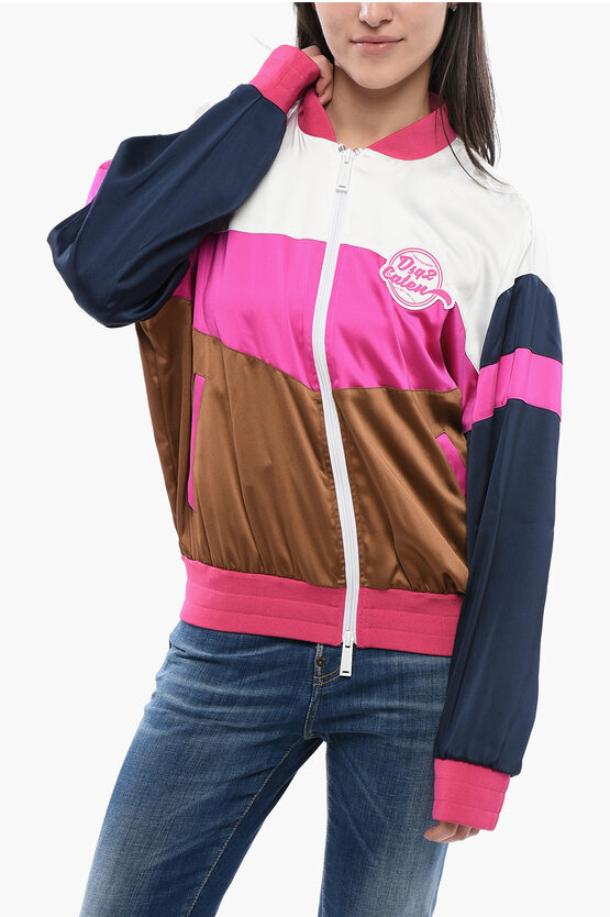 DSQUARED2 SATIN UNDER THE BRIDGE TRACK SWEATSHIRT WITH COLOR BLOCK MOT