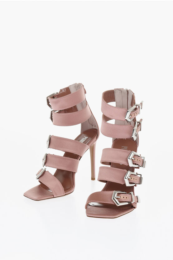 Paris Texas Satin Ursula Sandals With Buckles Heel 10 Cm
