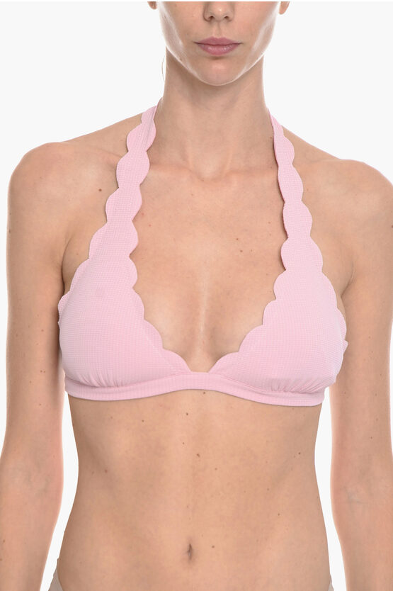 Marysia Scalloped Edges Spring Triangle Bikini Top In Pink