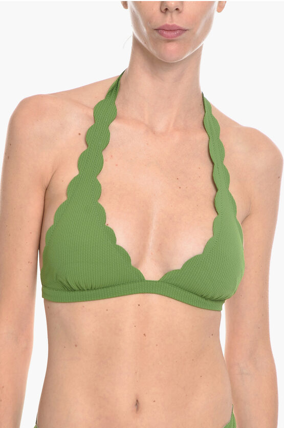 Marysia Scalloped Edges Spring Triangle Bikini Top In Metallic
