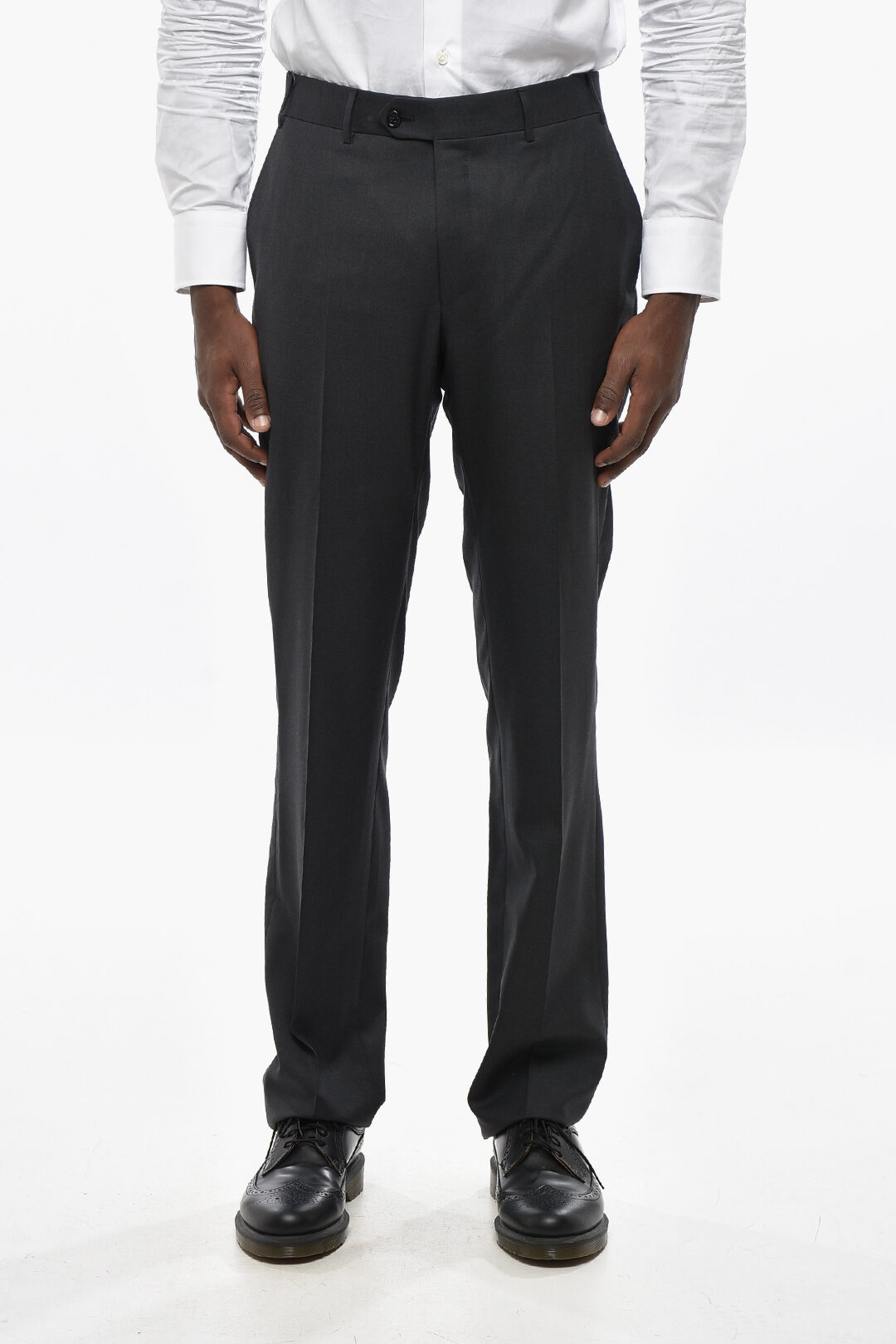 Corneliani scalloped Hem Virgin Wool Pants with Belt Loops men ...