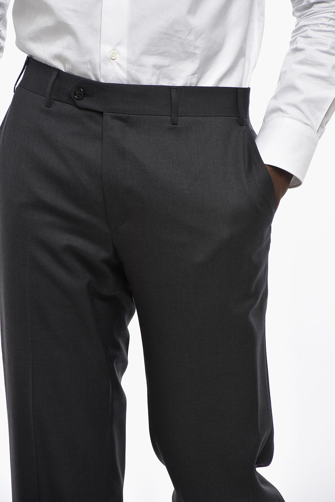 Corneliani scalloped Hem Virgin Wool Pants with Belt Loops men ...