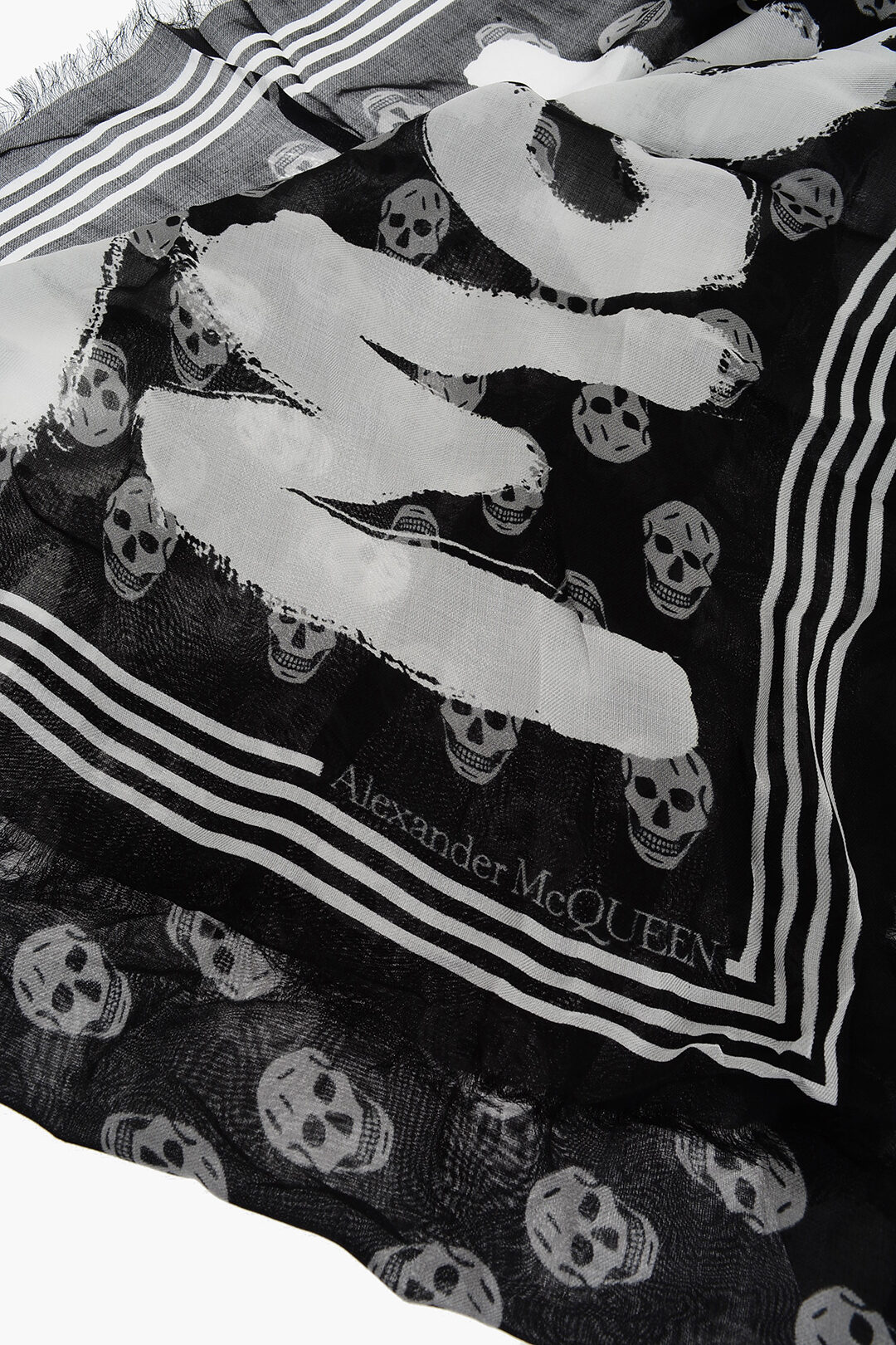 Alexander McQueen Sciarpa Biker con Stampa Teschi All-Over uomo