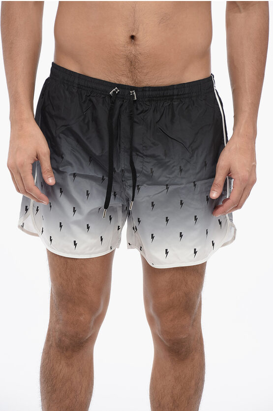 Neil Barrett Screen Print All-over Bolt Swim Shorts