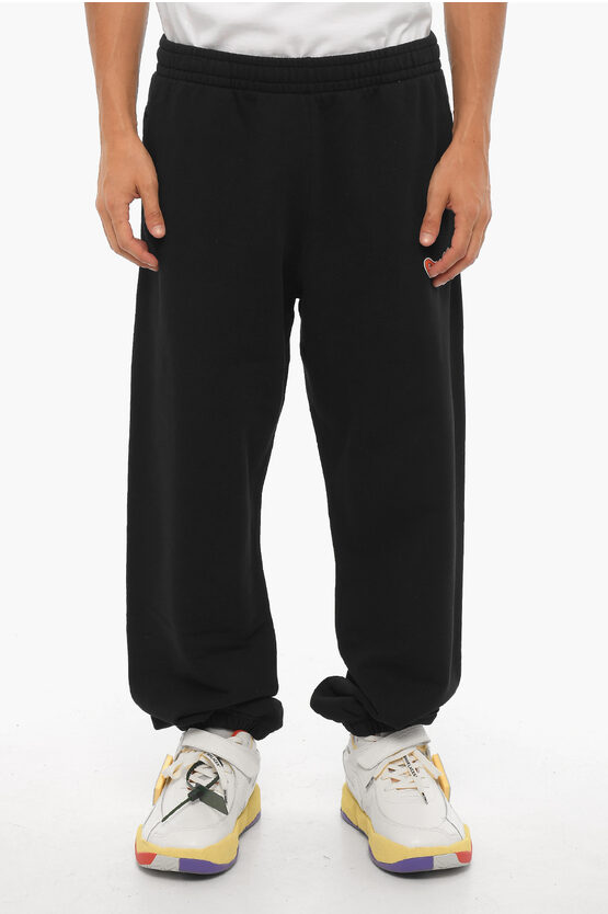 Shop Off-white Seasonal Brushed Cotton Slim Fit Arrow Sticker Joggers