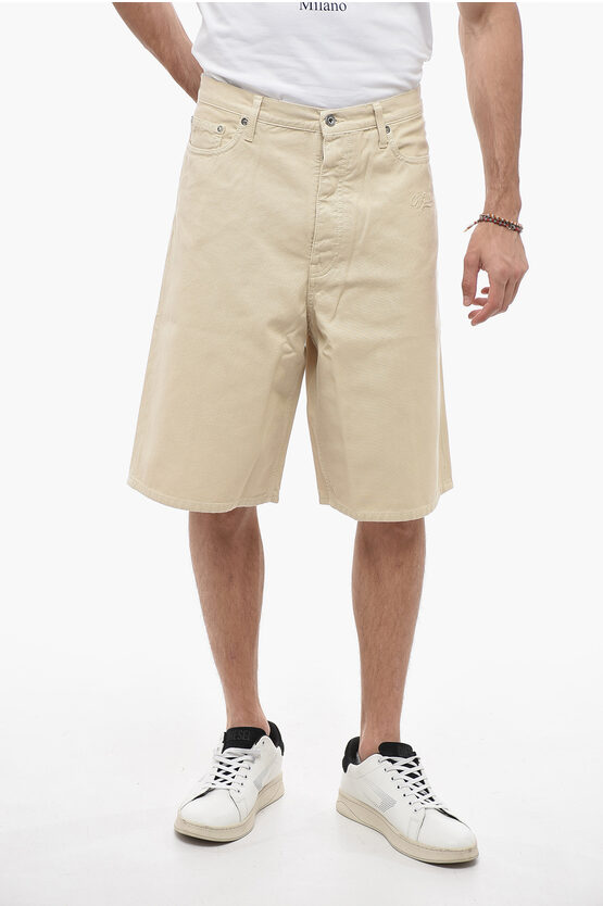 Off-white Seasonal Canvas Wave Off Shorts In Brown