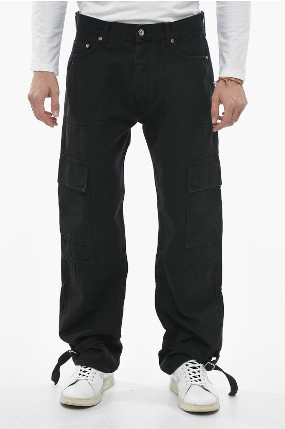 Off-white Wave Off Buckle-detail Cargo Pants In Black