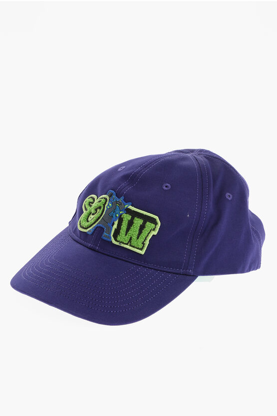 Off-white Seasonal Cotton Cap With Embroidery In Blue