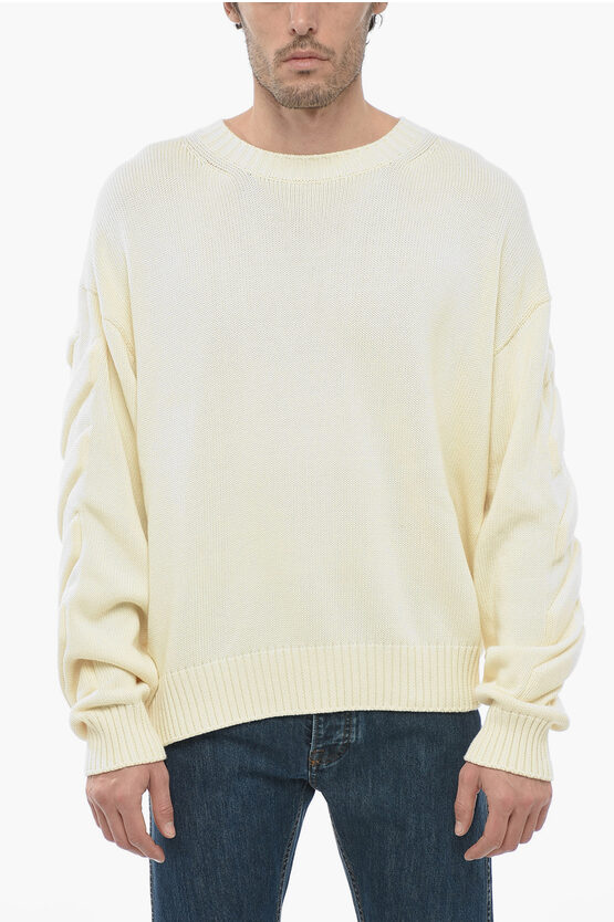 Shop Off-white Seasonal Crew Neck 3d Diag Cotton Sweater