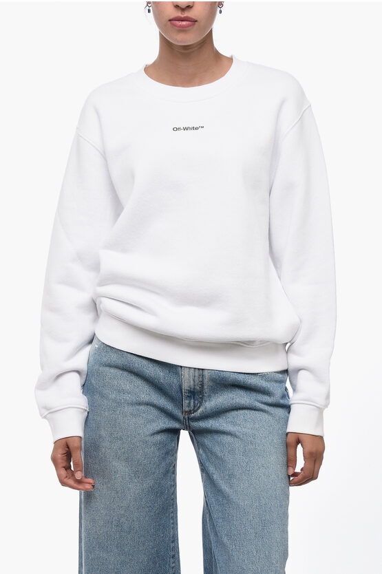 Shop Off-white Seasonal Crew Neck Flock Chine Sweatshirt With Velour Patch