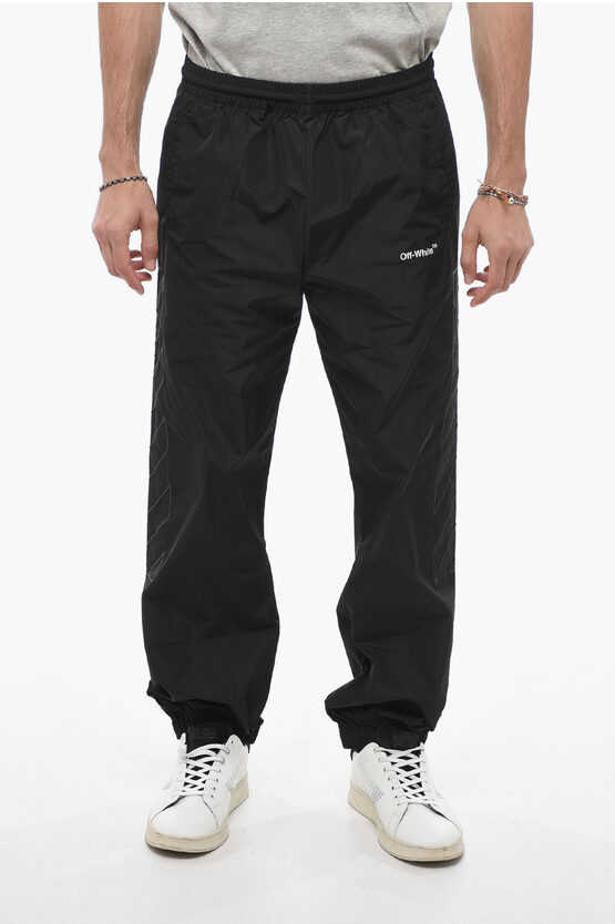 Off-white Seasonal Cuffed Diag Outline Track Pants In Black